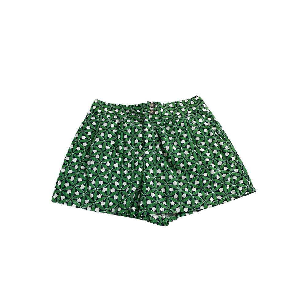 Anthropologie Maeve Poplin City Shorts Pleated Print‎ Green Size 6P
